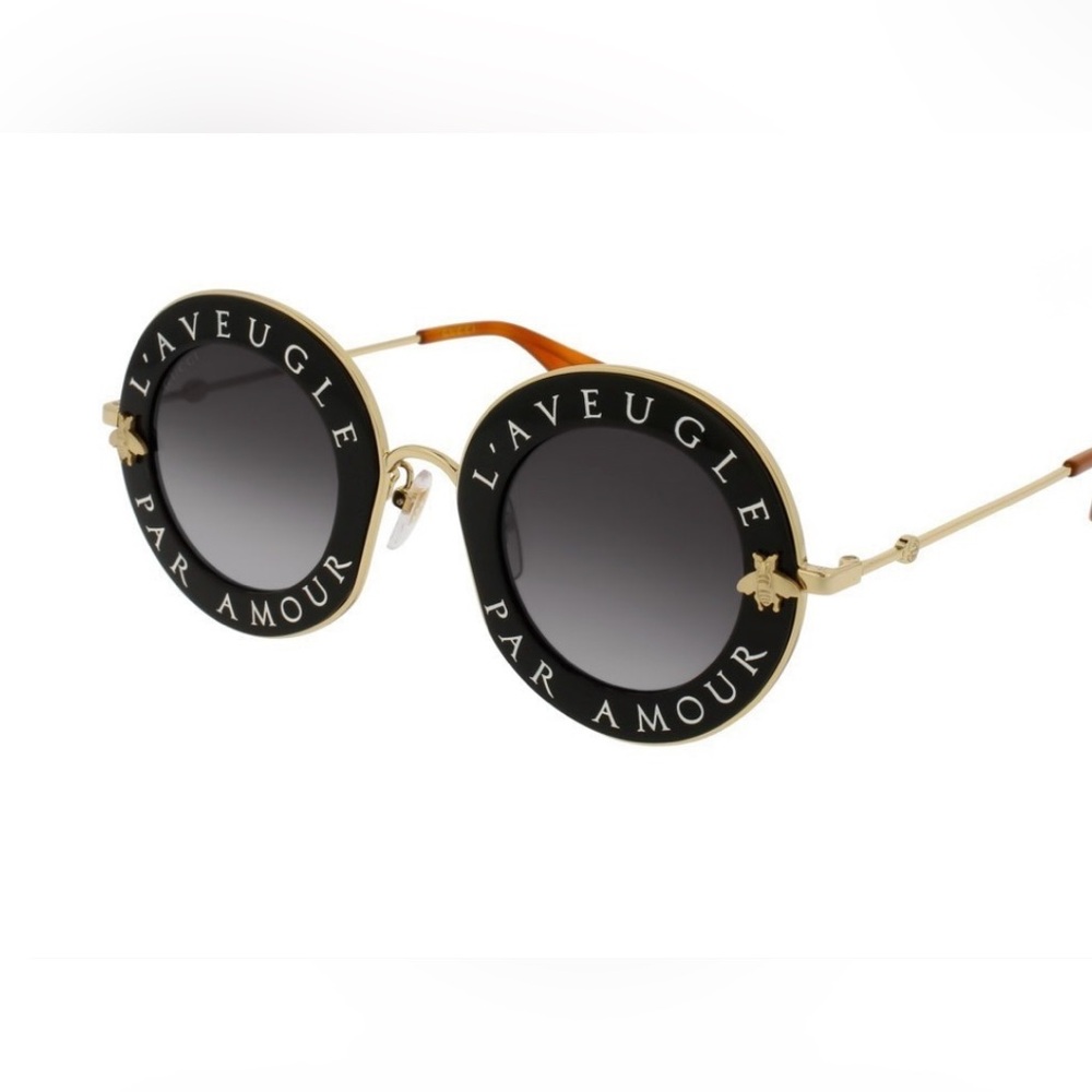 Gucci Metal L'Aveugle Par Amour Round Frame Sunglasses